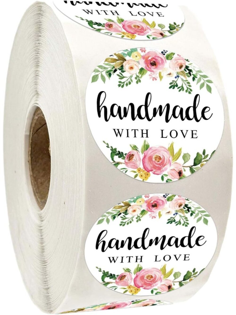 1.4 Inch Floral Handmade Stickers, 500 Round Adhesive Label Stickers, Perfect fo